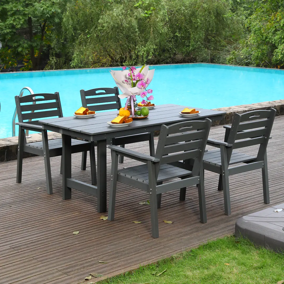 HDPE Outdoor Patio Dining Set with Table and Four Chairs by HouseOfZazla