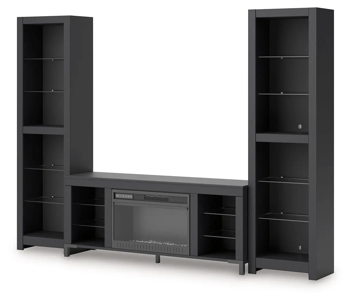 Cayberry - 3-Piece Entertainment Center With Electric Fireplace - Black by Unique Piece Furniture