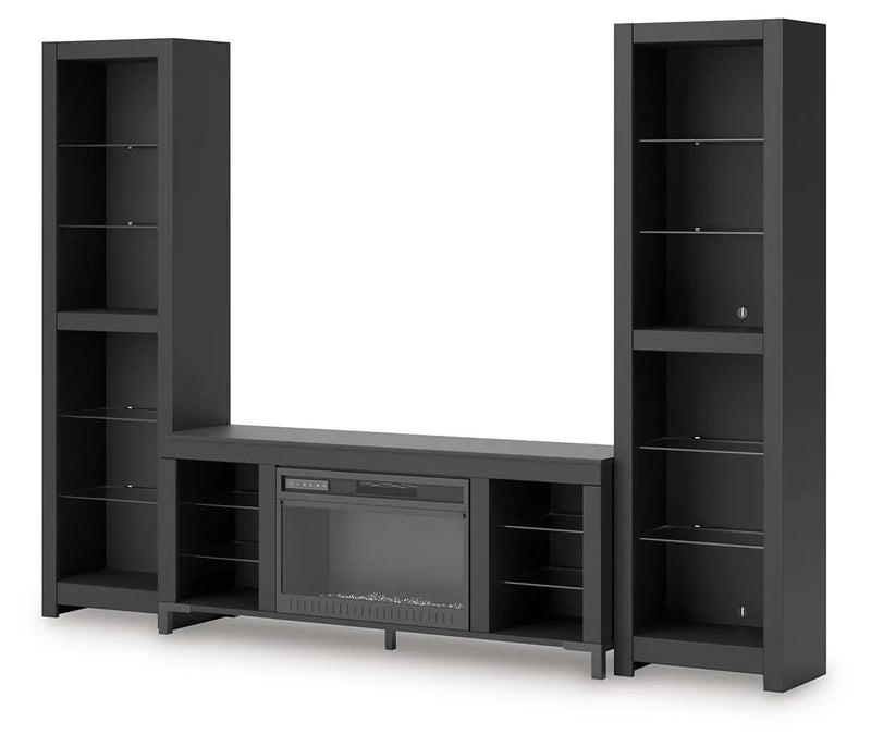 Cayberry - 3-Piece Entertainment Center With Electric Fireplace - Black by Unique Piece Furniture
