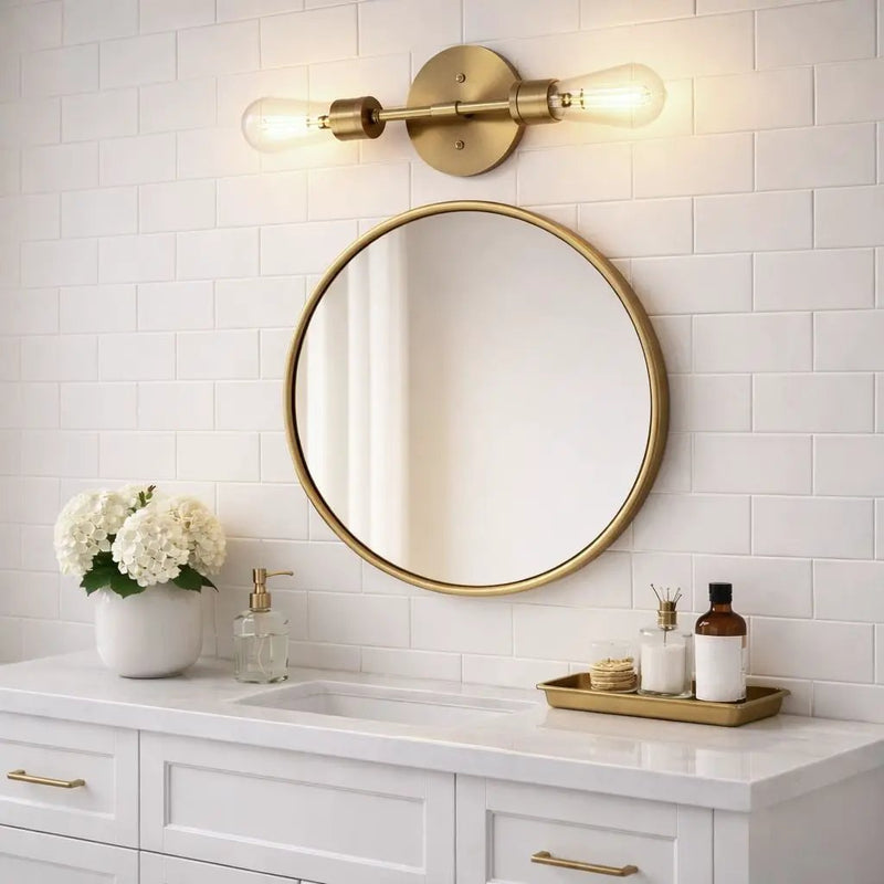 Reverie - Double Lights Bathroom Wall Sconce Over Mirror - Clear / Gold by Unique Piece Furniture