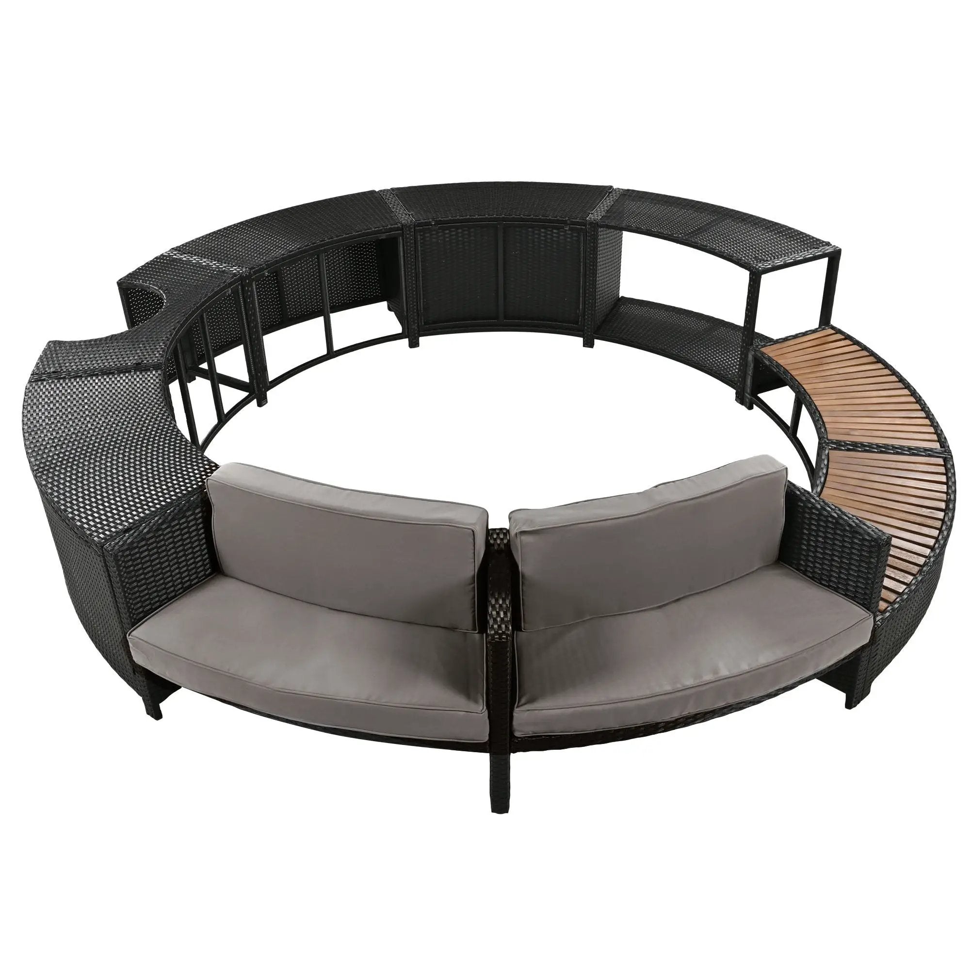 Spa Surround Spa Frame Patio Rattan Sofa Set With Storage Spaces, Mini Sofa And Comfortable Cushion For Patio, Backyard by HouseOfZazla