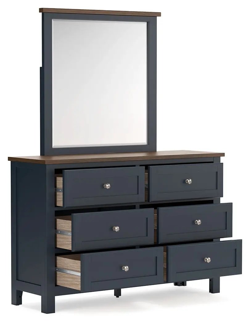 Landocken - Dresser and Mirror - Brown / Blue by Unique Piece Furniture