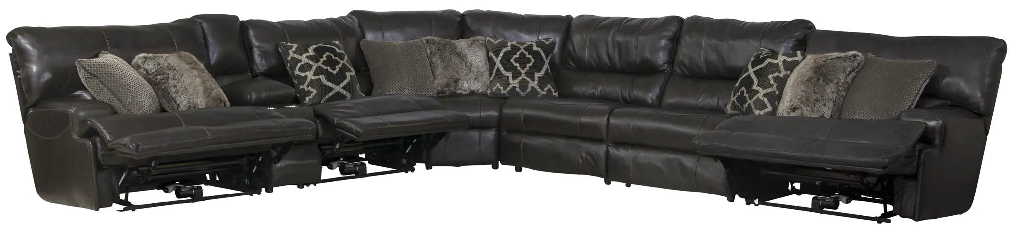 Como - 7 Piece Italian Leather Match Reclining Sectional by Unique Piece Furniture