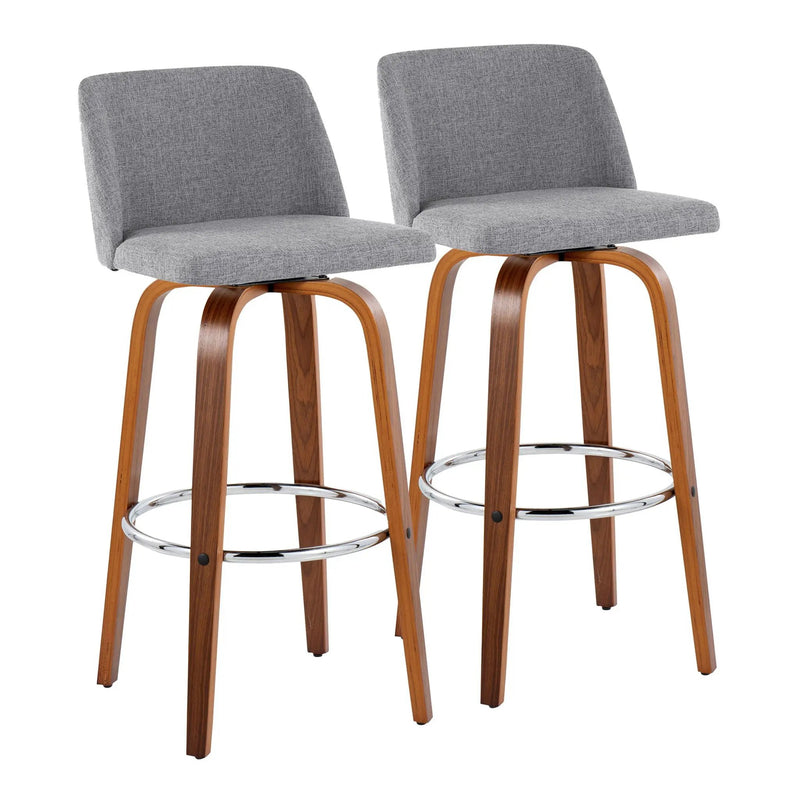 Toriano - Mid Century Modern Fixed Height, Barstool With Swivel With Round Footrest (Set of 2) by Unique Piece Furniture