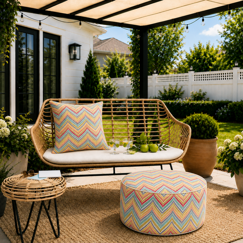 Outdoor Inflatable Ottoman 21"x21"x9" by HouseOfZazla