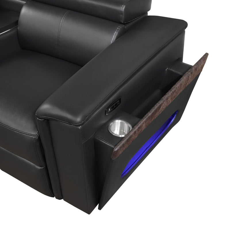 Nova - Sectional With Bluetooth Speaker, LED And Lifting Wine Cabinet by HouseOfZazla