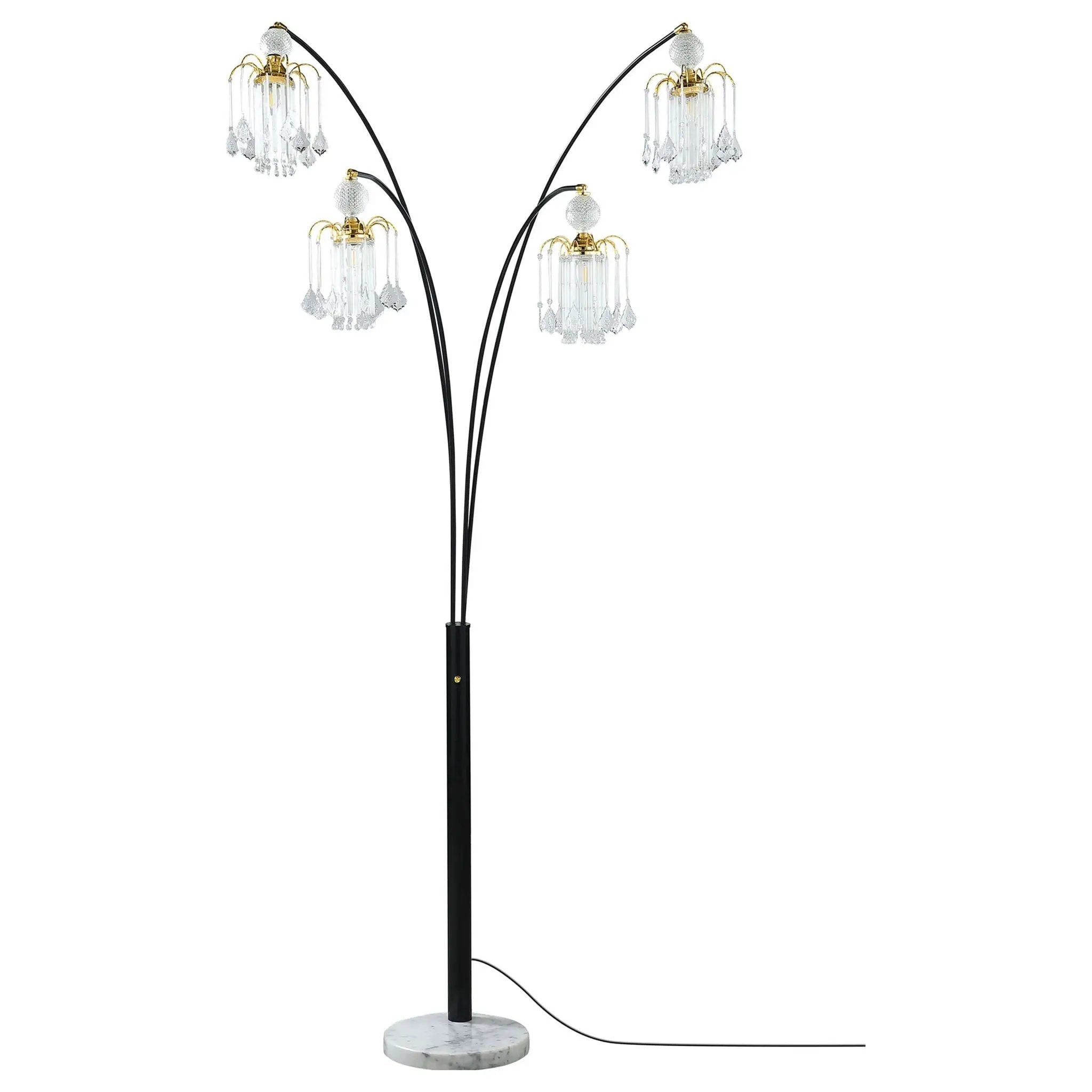 Maisel 91-inch Hanging Crystal Arc Tree Floor Lamp Black by Unique Piece Furniture