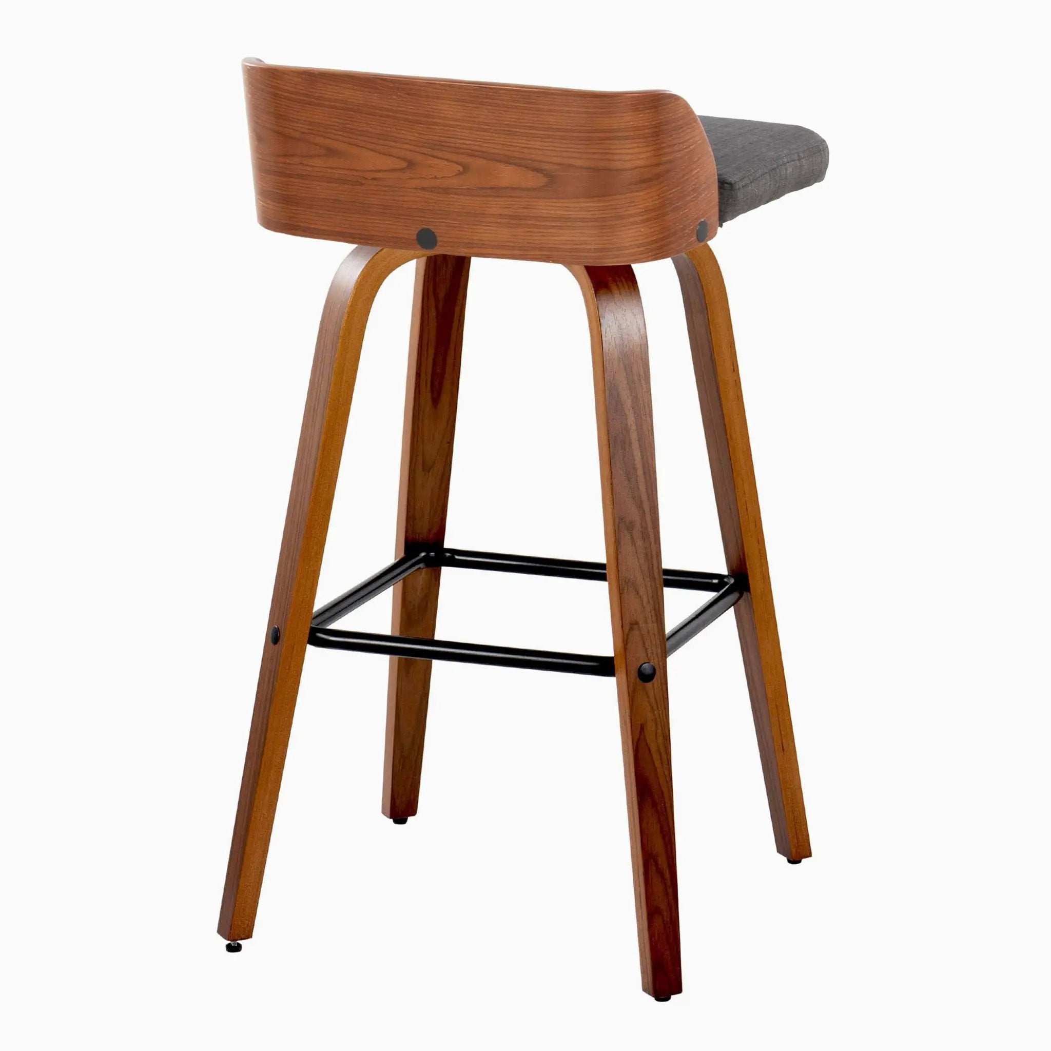 Maya - Mid Century Modern Fixed Height Barstool With Swivel And Square Footrest (Set of 2) by HouseOfZazla