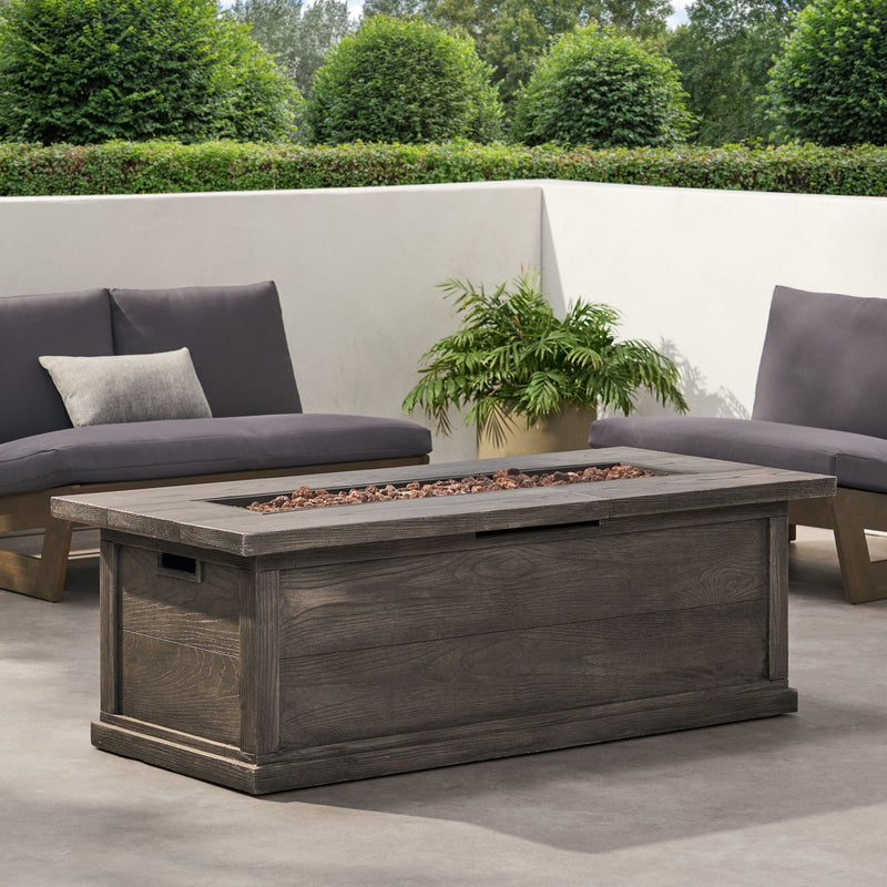 Transitional Rectangular Outdoor Propane Fire Pit With 50,000 BTU by HouseOfZazla