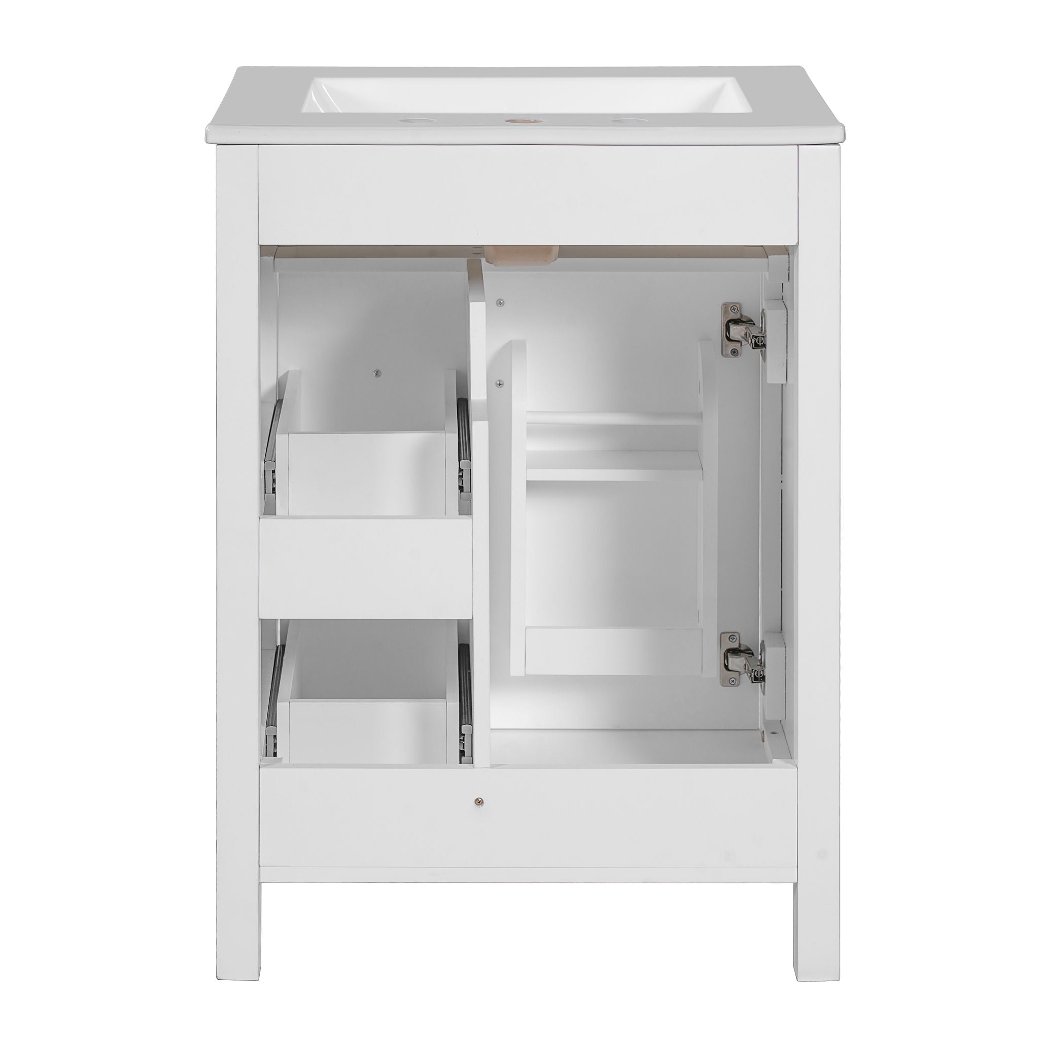Elegant Bathroom Vanity With Ceramic Sink, Soft Close Doors And Drawers, Double Storage Racks by HouseOfZazla