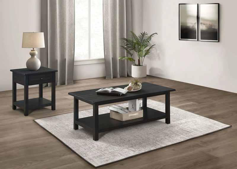 Payne 2-piece Coffee and 1-drawer End Table Set Java by Unique Piece Furniture