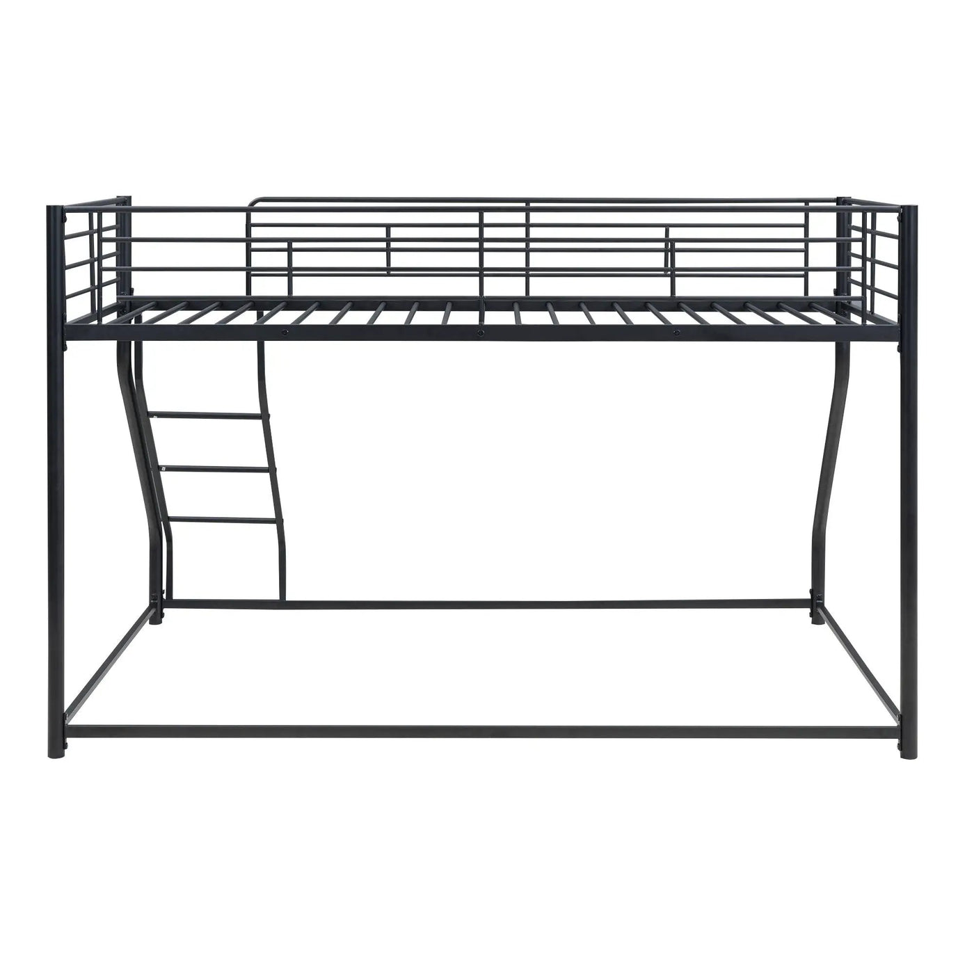 Metal Floor Bunk Bed With Sloped Ladder, Space Saving Design by HouseOfZazla