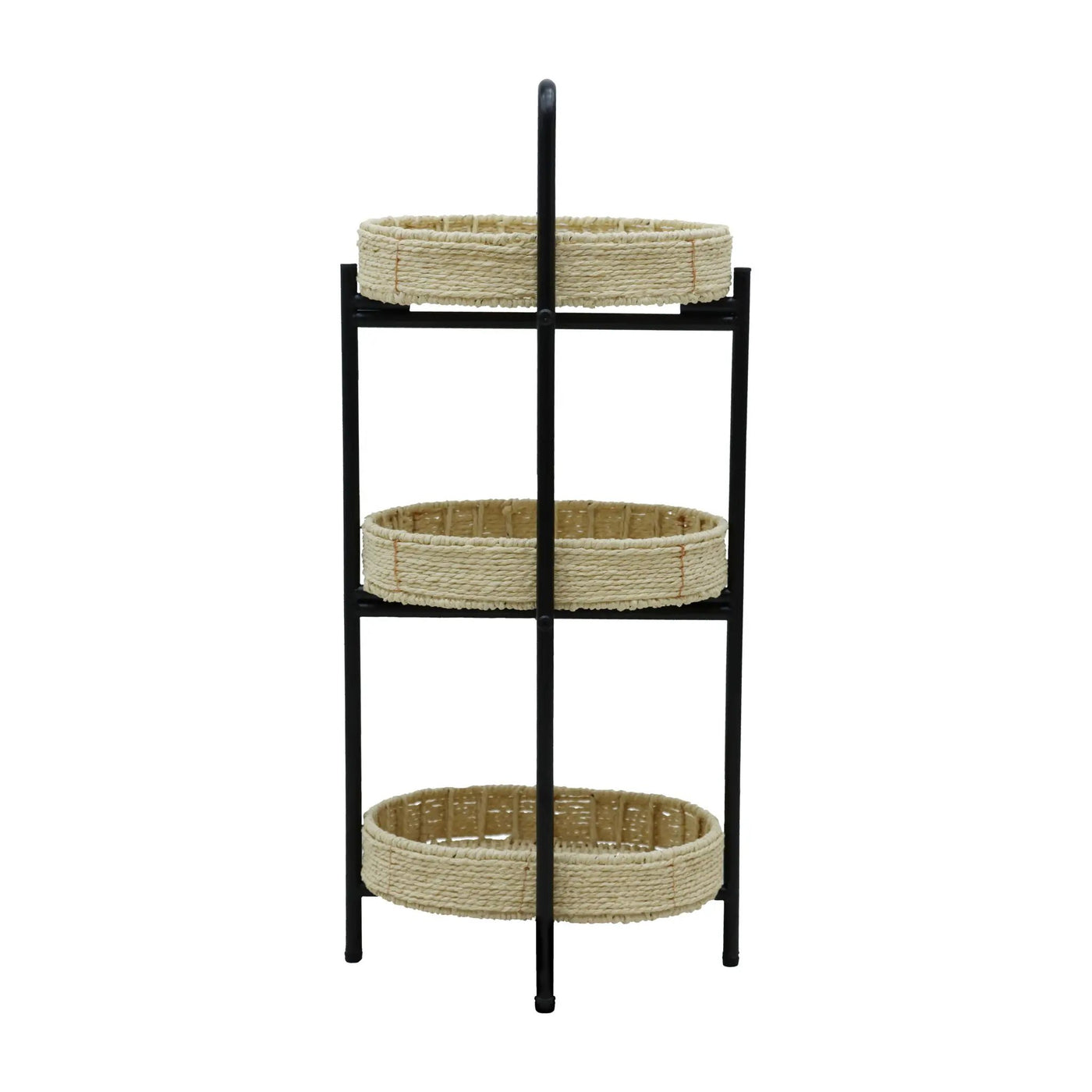 Modern 3 Tier Handwoven Side Table With Oval Organizer by HouseOfZazla