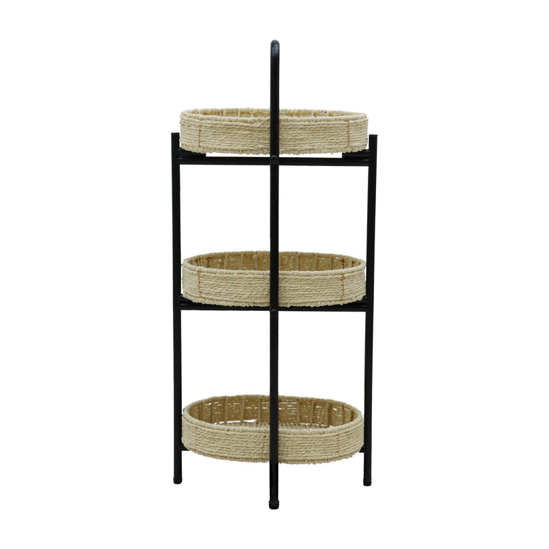 Modern 3 Tier Handwoven Side Table With Oval Organizer by HouseOfZazla