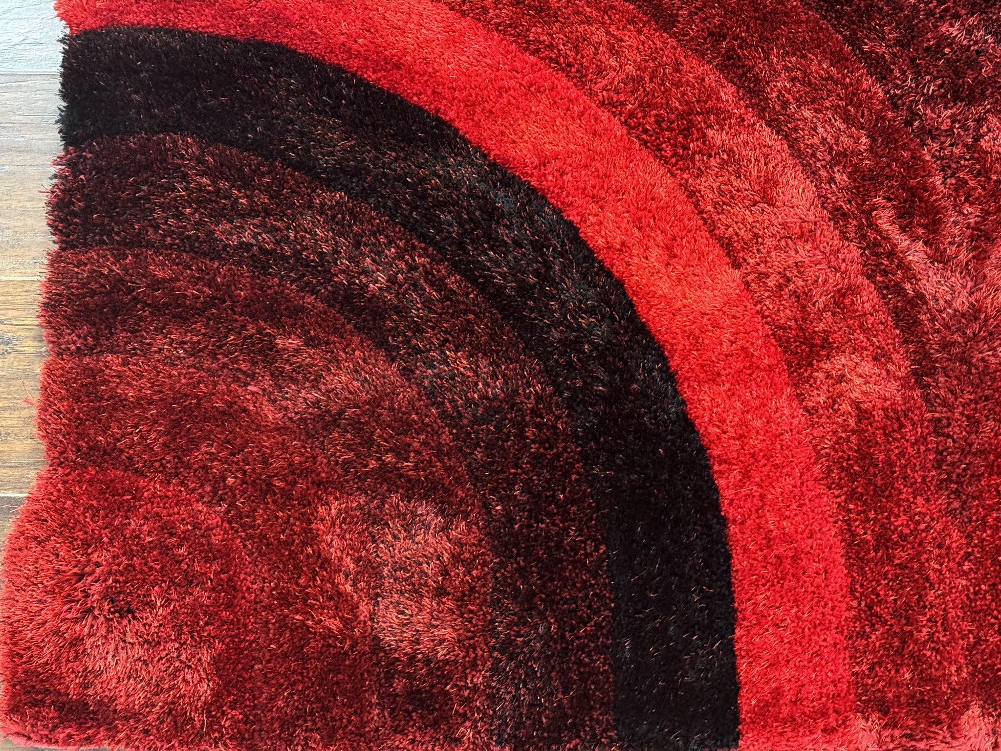 Red and Black Shag Rug 5x7, Pair A by Jewel Rugs