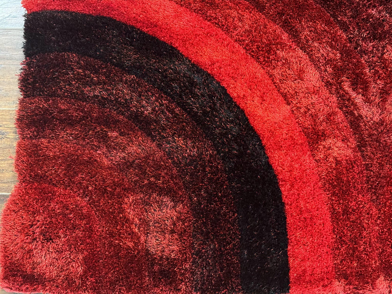 Red and Black Shag Rug 5x7, Pair A by Jewel Rugs