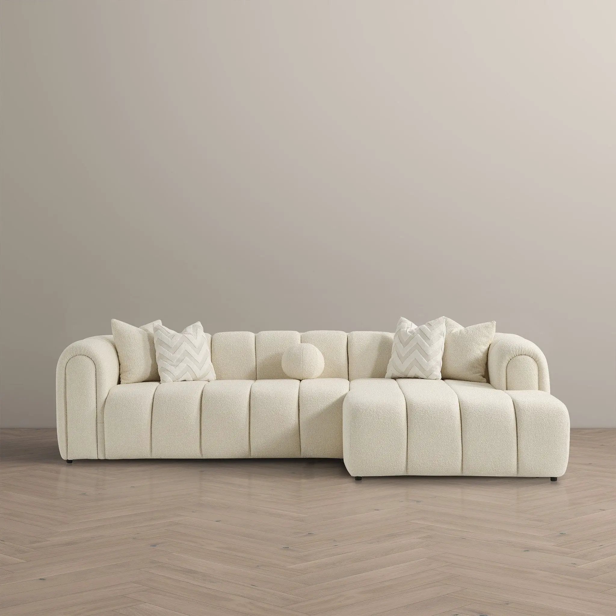 Beatrice - Modern Tufted Right Sectional Sofa - Ivory by HouseOfZazla