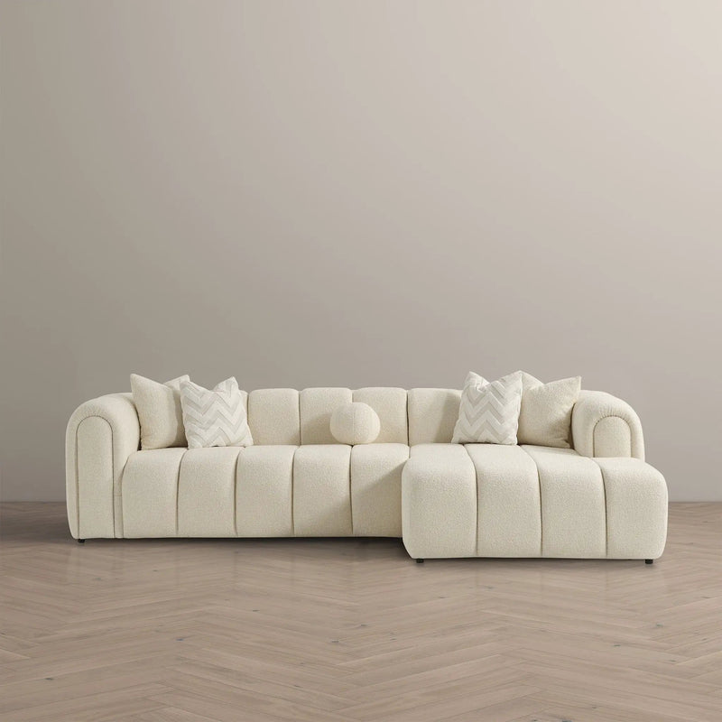 Beatrice - Modern Tufted Right Sectional Sofa - Ivory by HouseOfZazla