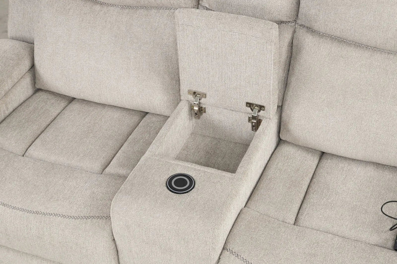 Galya - Motion Loveseat With Console - Light Gray by HouseOfZazla