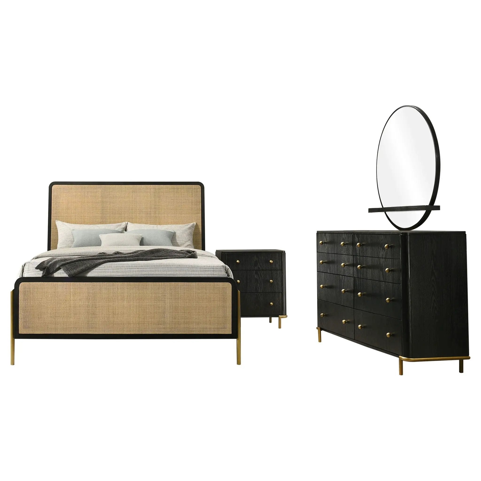 Arini 4-piece Eastern King Bedroom Set Black and Natural by Unique Piece Furniture