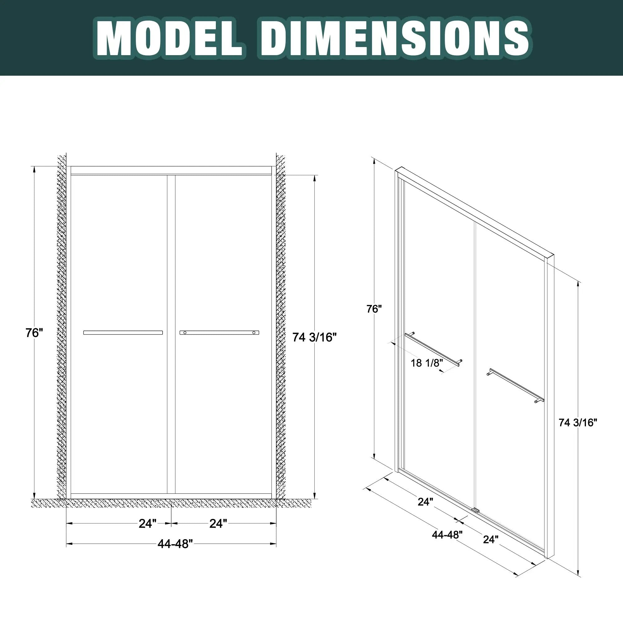 Premium Aluminum Frame Double Sliding Shower Door by HouseOfZazla