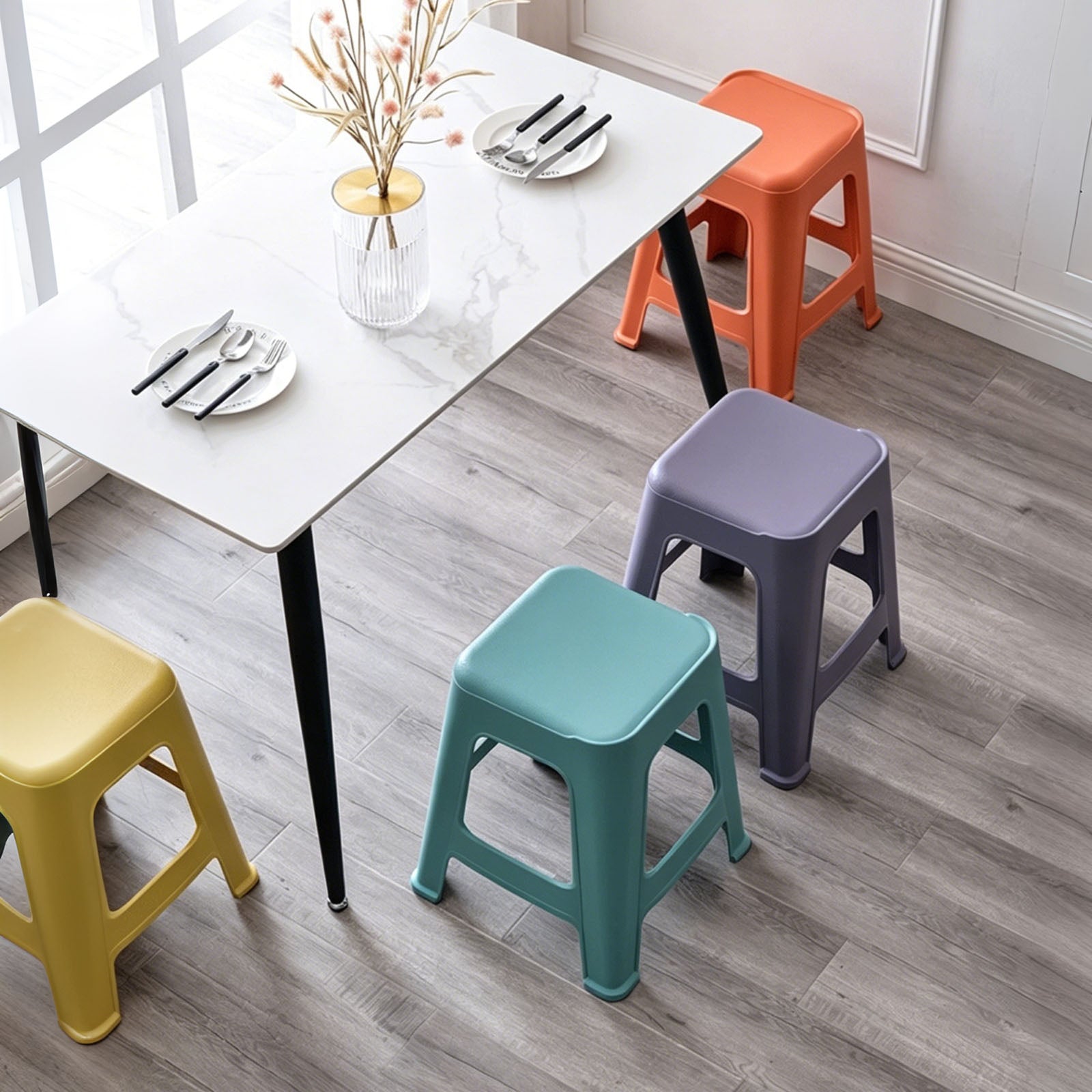 5 Pack Stackable Classroom Stools, 18.8" Height Colorful Nesting Plastic Stool by HouseOfZazla