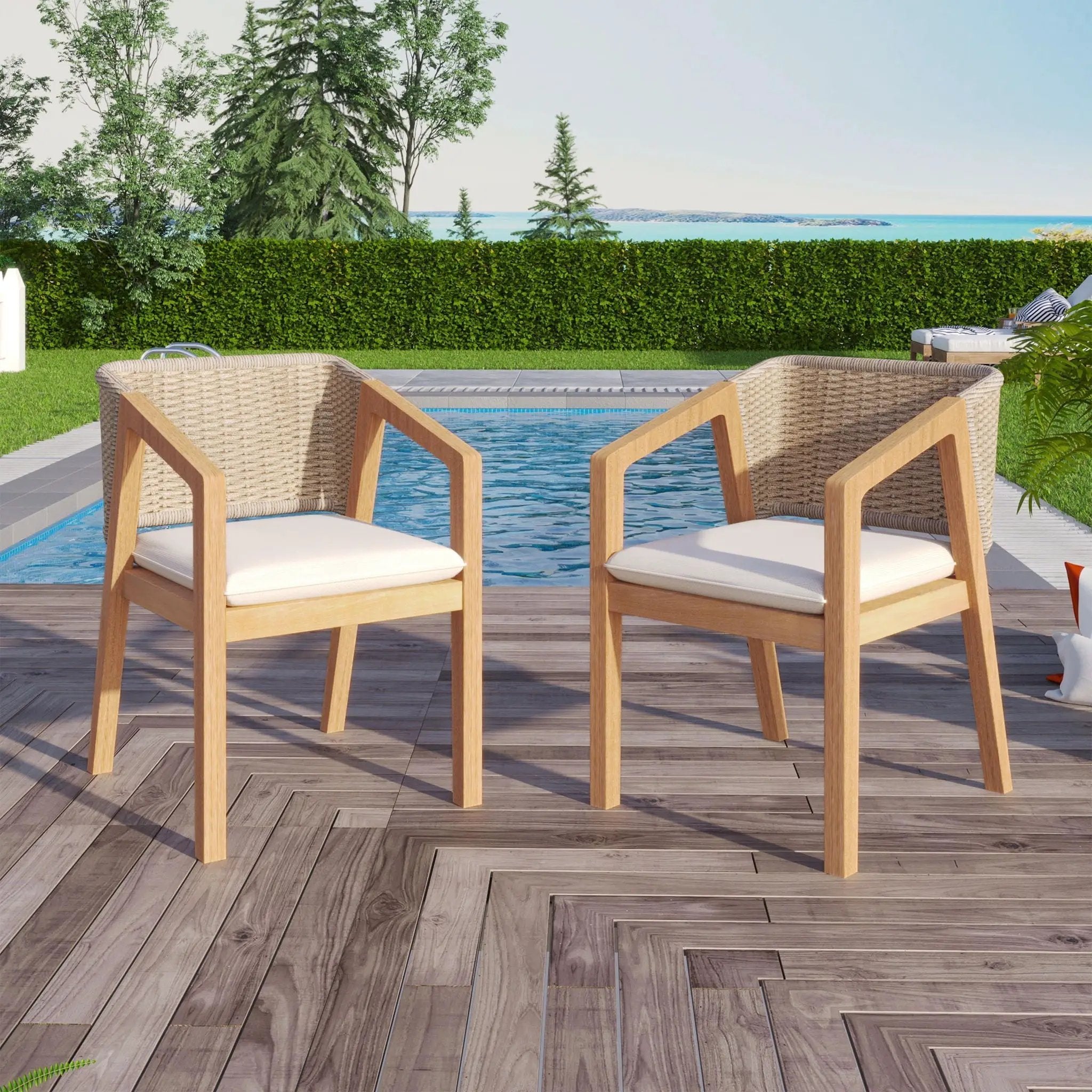 Patio Dining Chair (Set of 2) - Light Teak by HouseOfZazla