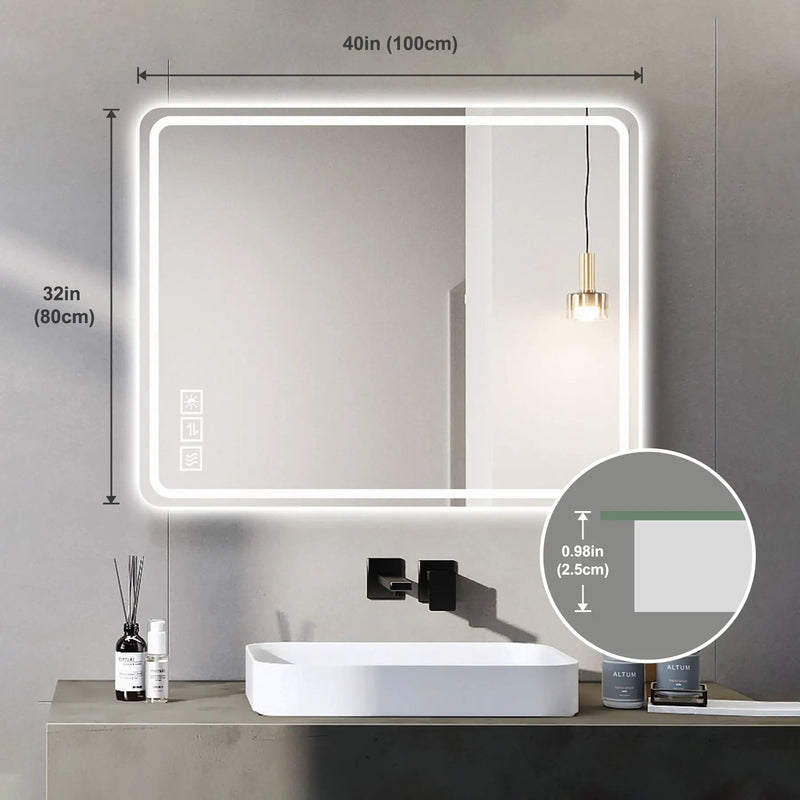 40x32 Inch LED Bathroom Mirror Vanity Mirrors by HouseOfZazla