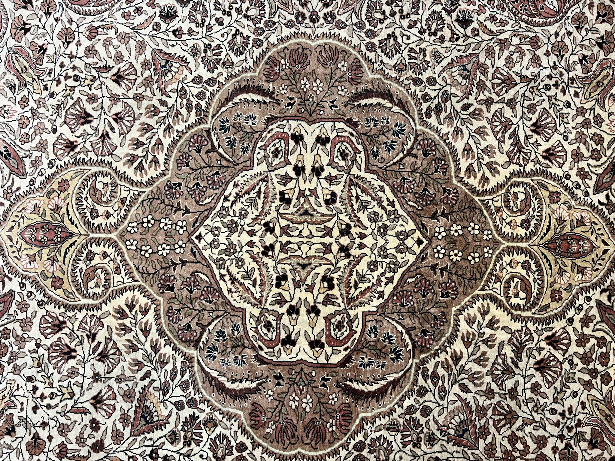 Turkish Sivas Rug 9x12, Handmade Vintage Wool Carpet, Cream Ivory by Jewel Rugs