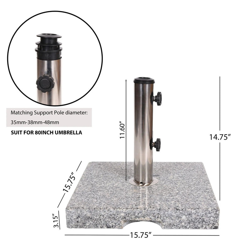 Umbrella Holder Square 55 Lbs Umbrella Base - Natural / Gray by HouseOfZazla