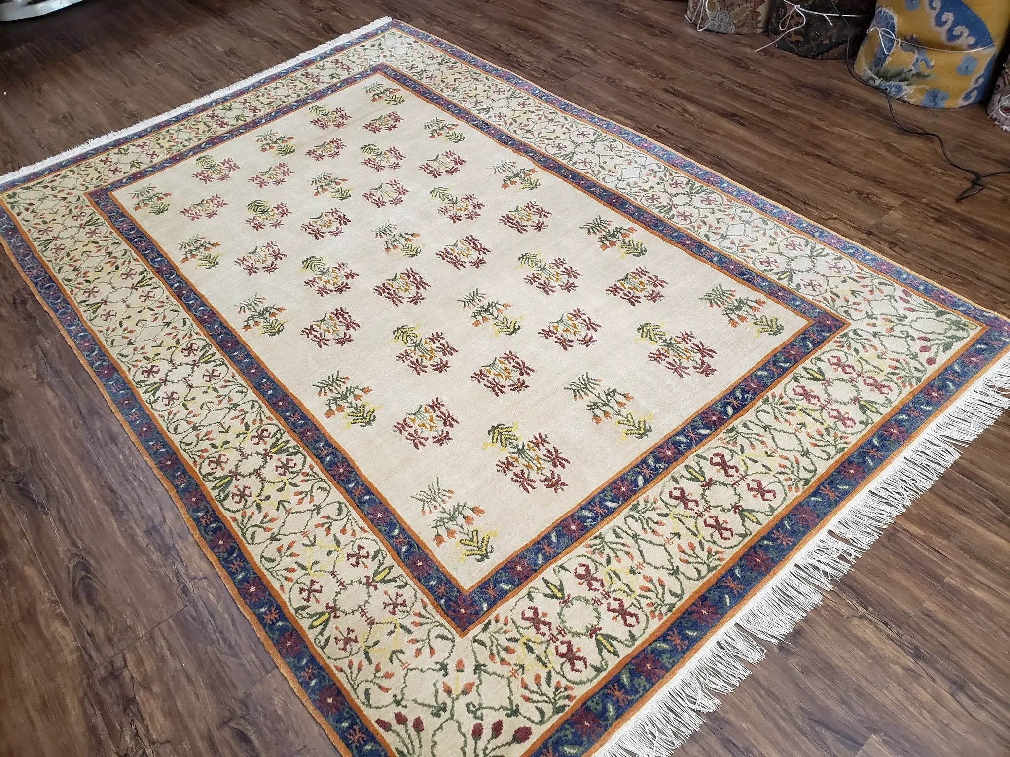 Tufenkian Rug 5.9 x 8.6, Tibetan Nepalese Rug, Hand Knotted, Soft Shiny Wool, Repeated Motifs, Contemporary Modern, Area Rug 6x9, Vintage by Jewel Rugs