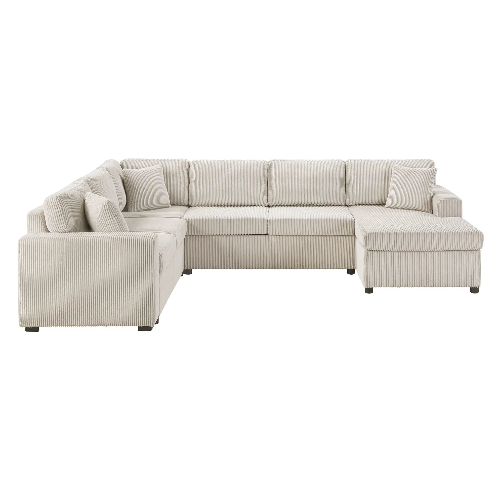 Oversized Sectional U-Shaped Sofa With Chaise Lounge And Three Soft Throw Pillows by HouseOfZazla