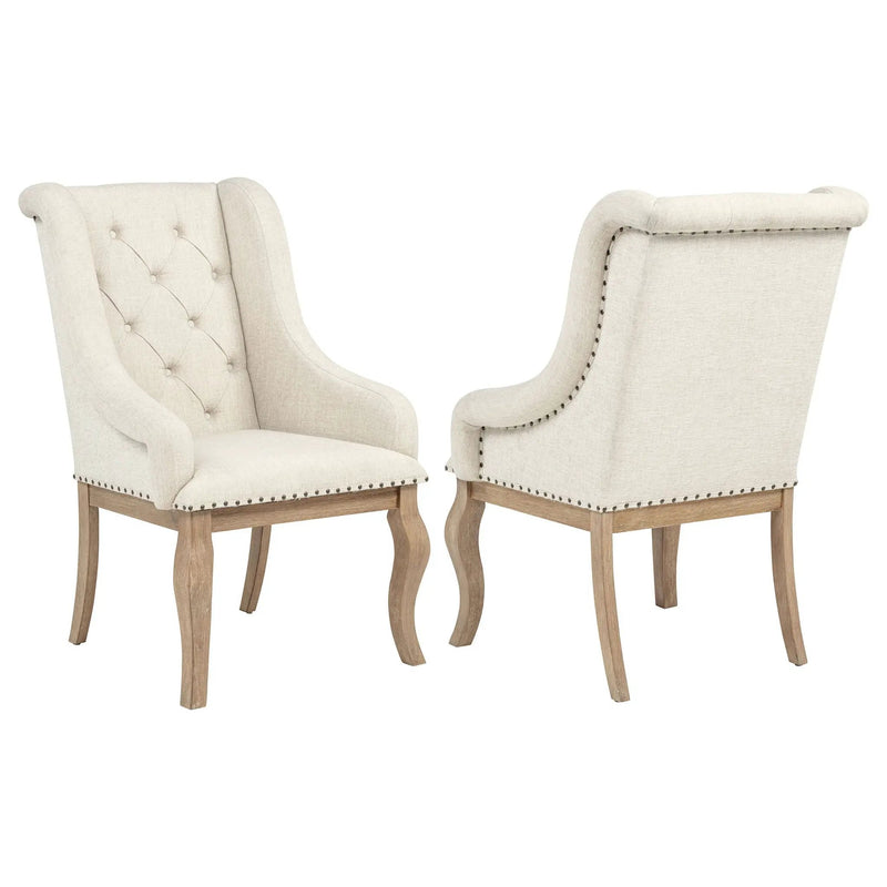 Brockway Upholstered Arm Chair Barley Brown (Set of 2) by Unique Piece Furniture