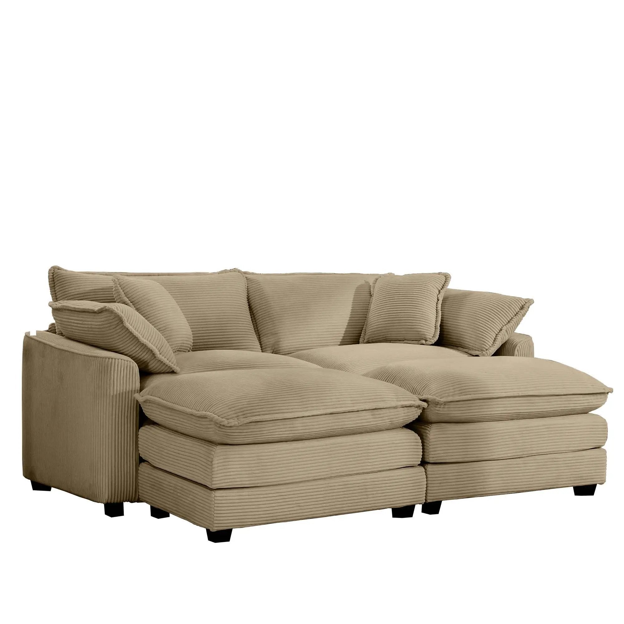 Modern Oversized Modular Cushion Sofa With Ottoman, Low Back, Deep Seating Sofa Set by Unique Piece Furniture