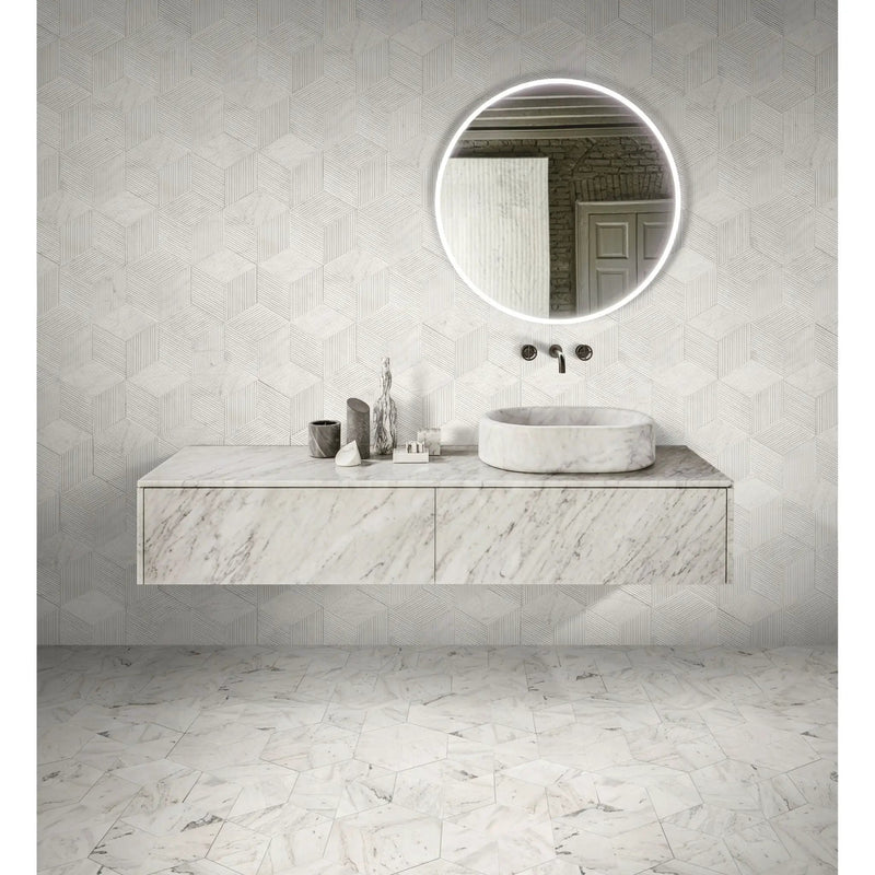 Hexagon Natural Stone Marble Tile, 3D Fluted (Set of 12) by HouseOfZazla