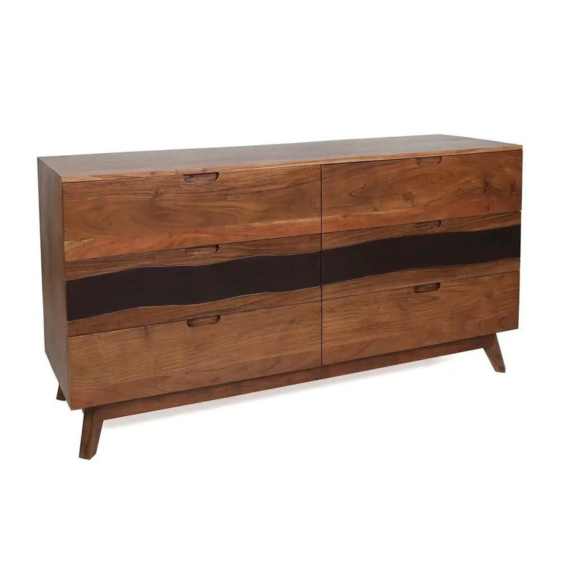 Sierra 6 Drawer Sideboard, Wood Credenza / Cabinets / Chests / Nightstands - Natural Wood / Brown by Unique Piece Furniture