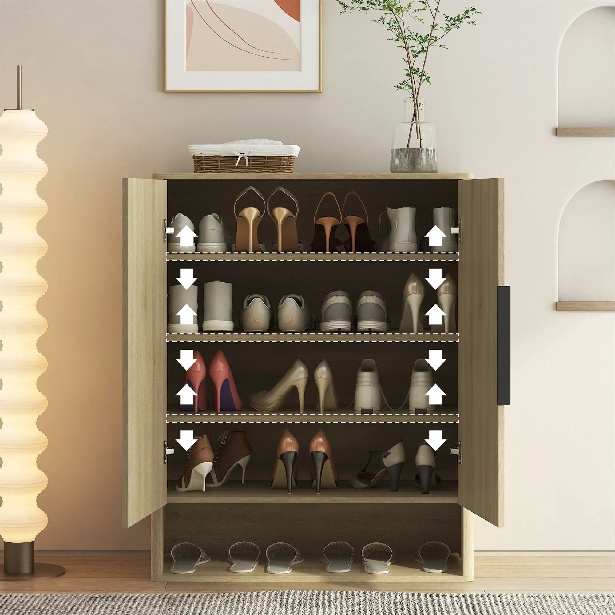 Wooden Shoe Storage Cabinet with Adjustable Shelves by HouseOfZazla