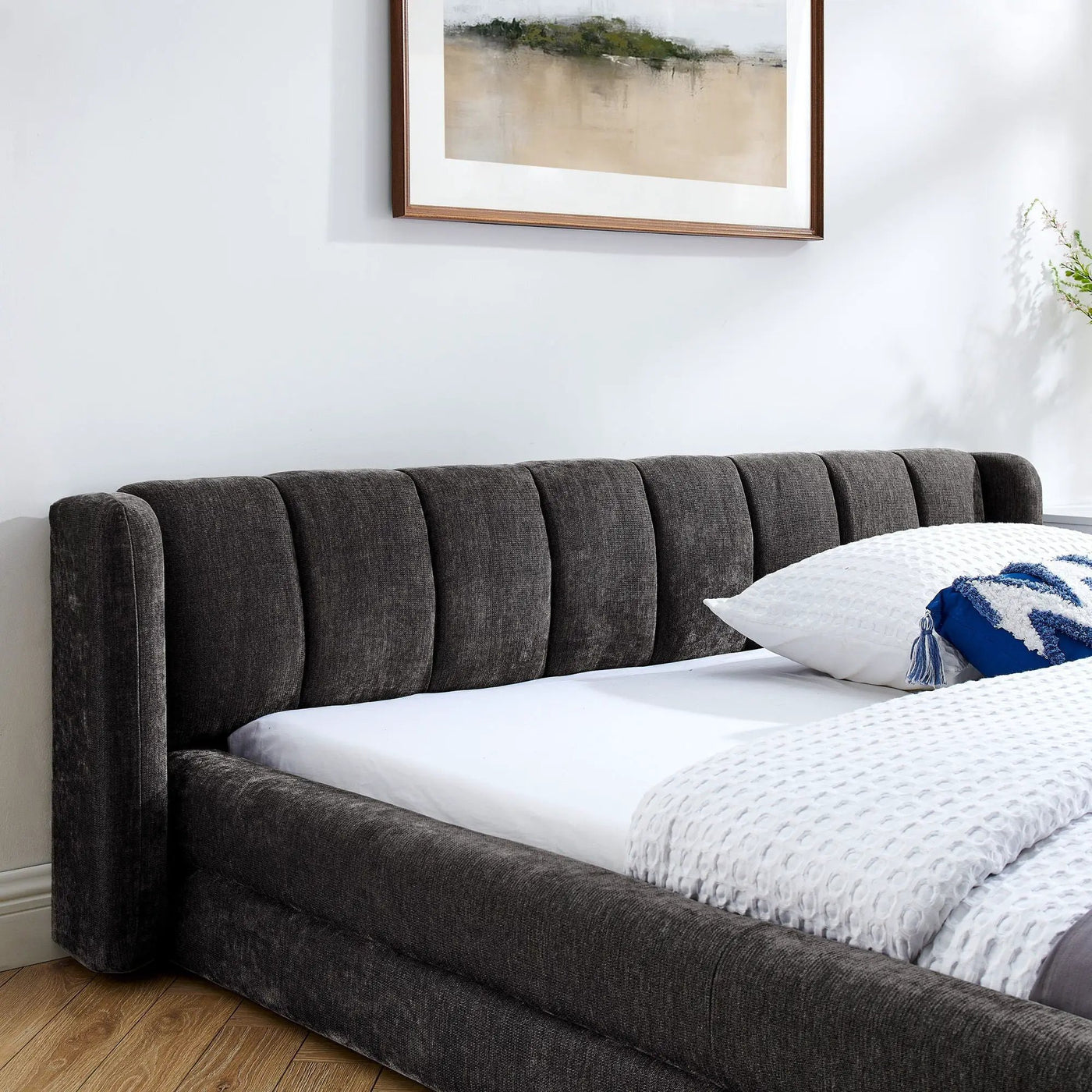 Modern Upholstered Bed Frame With Thick Fabric And Headboard by Unique Piece Furniture
