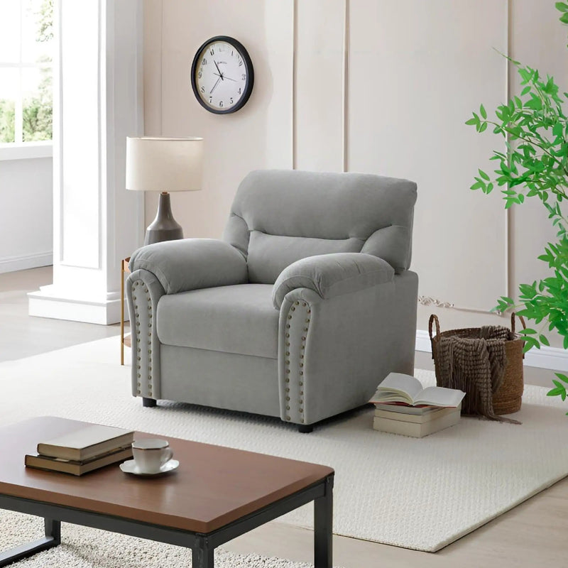 Hamilton - Chair With Hand Applied Nailhead Trim And Pillow Top Arm Cushions by HouseOfZazla