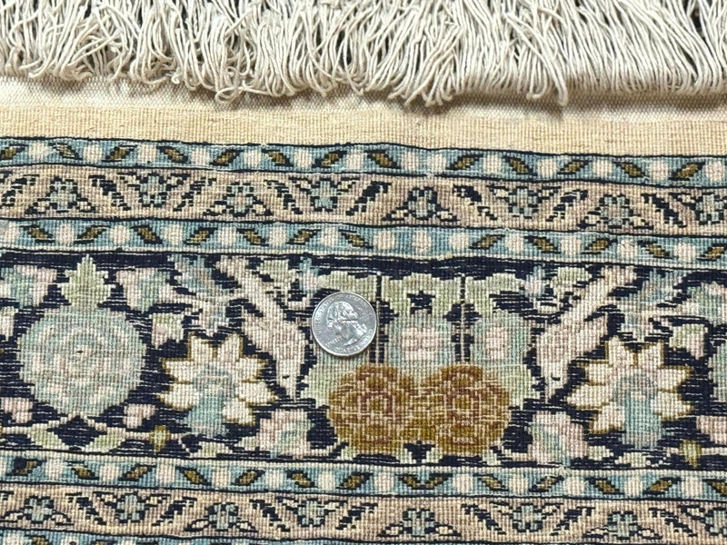 Silk Indian Kashmiri Rug 3x4, Very Fine 400 KPSI, Silk Prayer Rug, Handmade by Jewel Rugs
