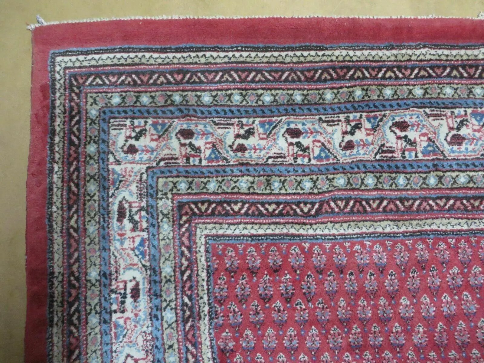 7' X 9' Vintage India Oriental Paisley Handmade Wool Rug Red Vegetable Dyes by Jewel Rugs