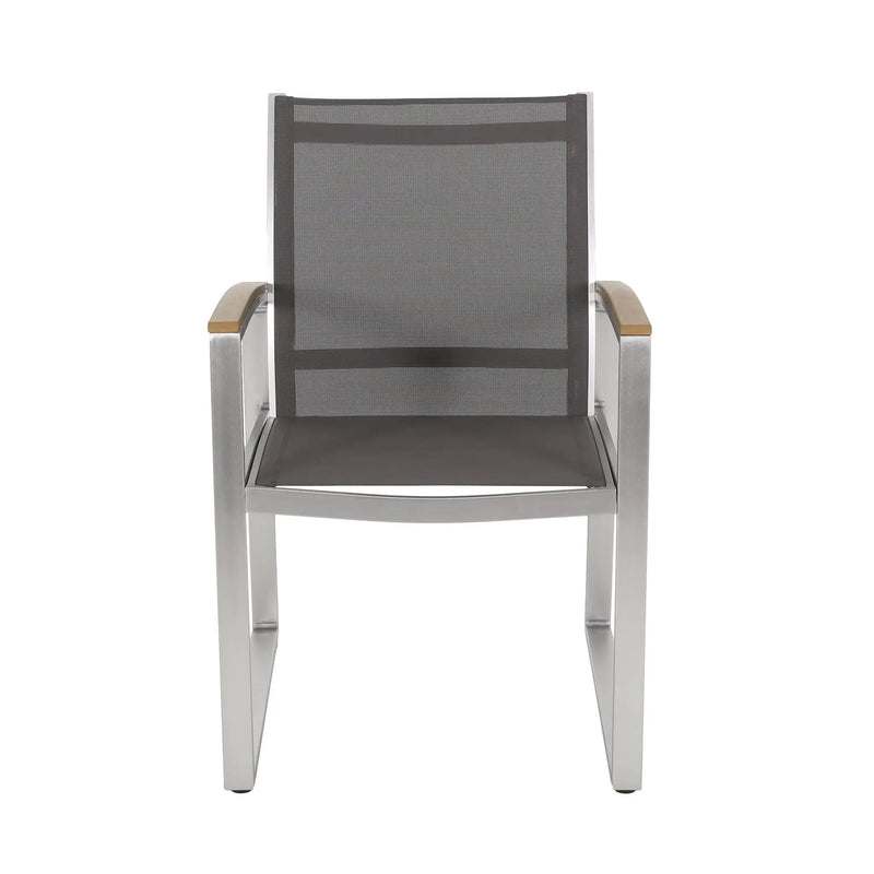 Poetic Outdoor Dining Chair with Faux Wood Arms and Aluminum Frame (Set of 2) by HouseOfZazla