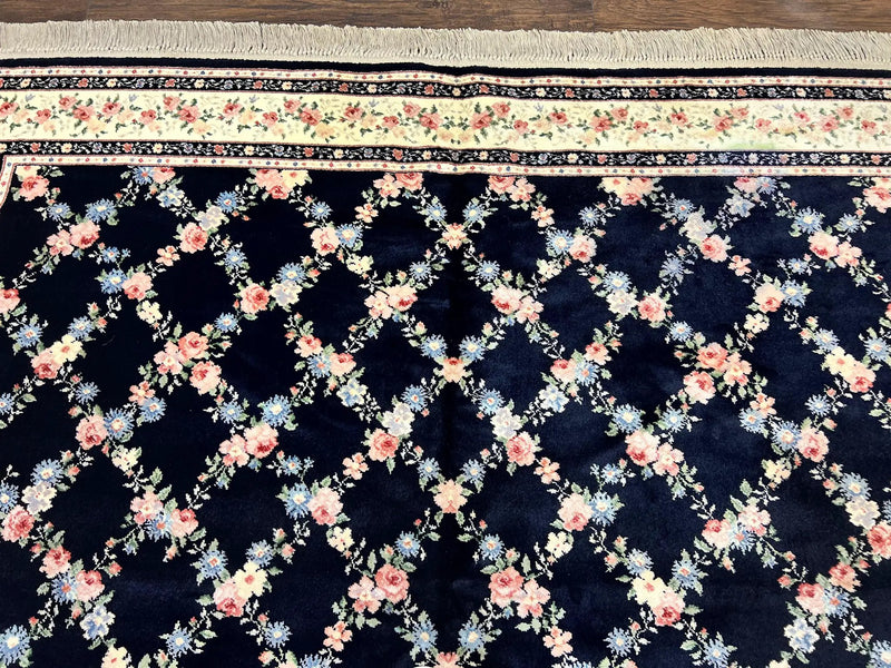 Karastan Rug 8' 8" x 12" Garden of Eden Collection Ebony Trellis #509/1270, Wool Pile Discontinued Vintage Karastan Carpet, Room Sized Rug by Jewel Rugs