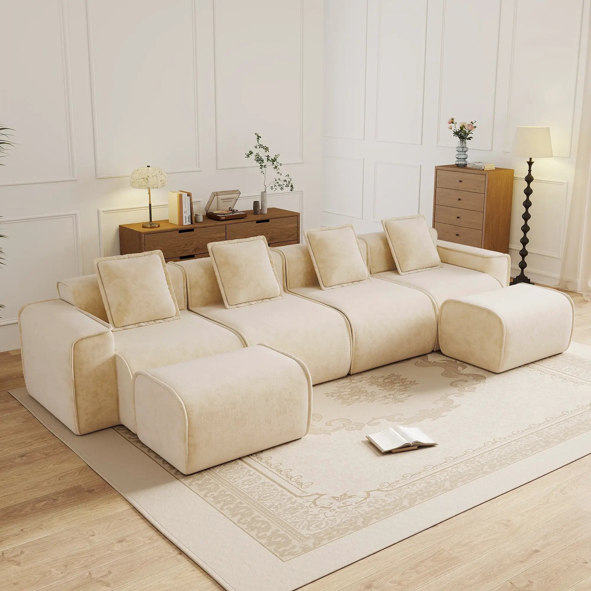 Streamlined Design Modular 4 Seat U Shape Sectional Sofa by HouseOfZazla