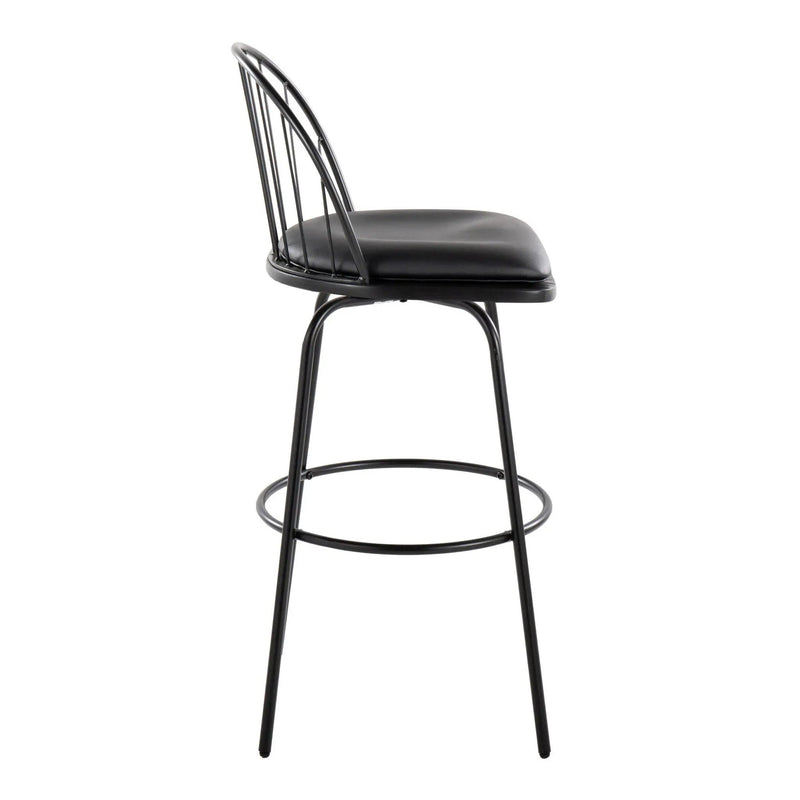 Riley - Claire Farmhouse Fixed Height Barstool With Swivel With Round Footrest (Set of 2) by HouseOfZazla