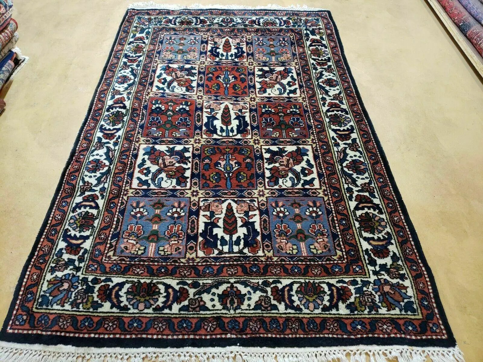 4' X 6' Vintage Handmade Indian Panel Design Wool Rug Veg Dyes by Jewel Rugs