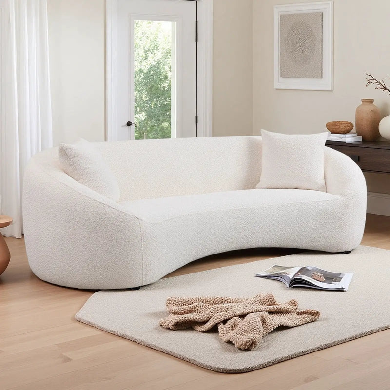 Curved 3 Seater Sofa For Living Room - White by HouseOfZazla