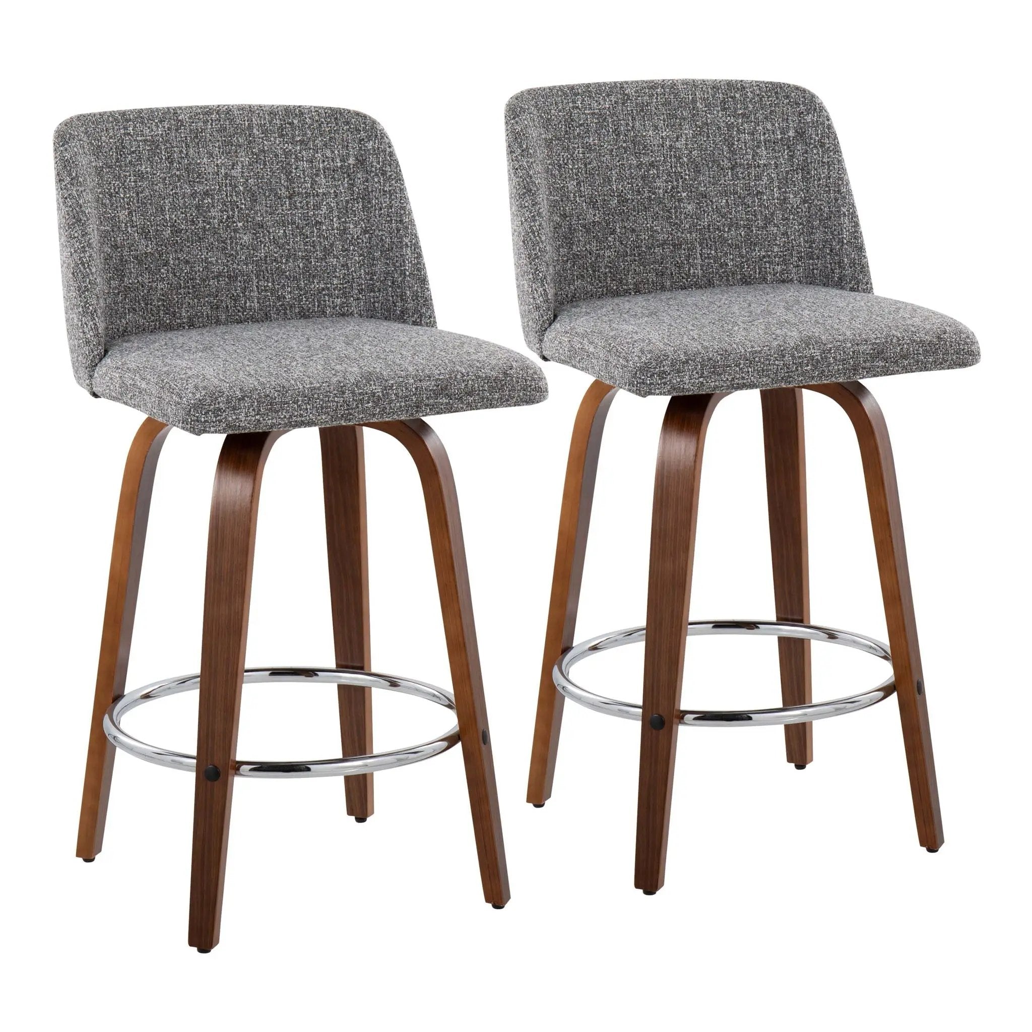 Toriano - Mid-Century Modern Fixed Height Counter Stool With Round Footrest (Set of 2) by Unique Piece Furniture