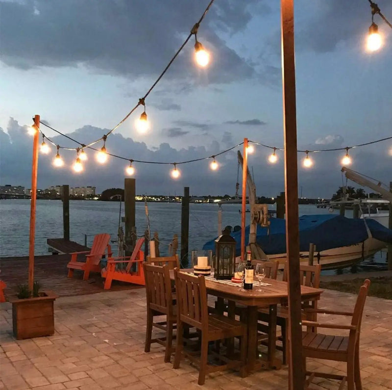 48Ft Solar Powered String Lights Waterproof LED Hanging Edison Bulb Lights with 15 Bulbs by Outdoor Solar Outlet