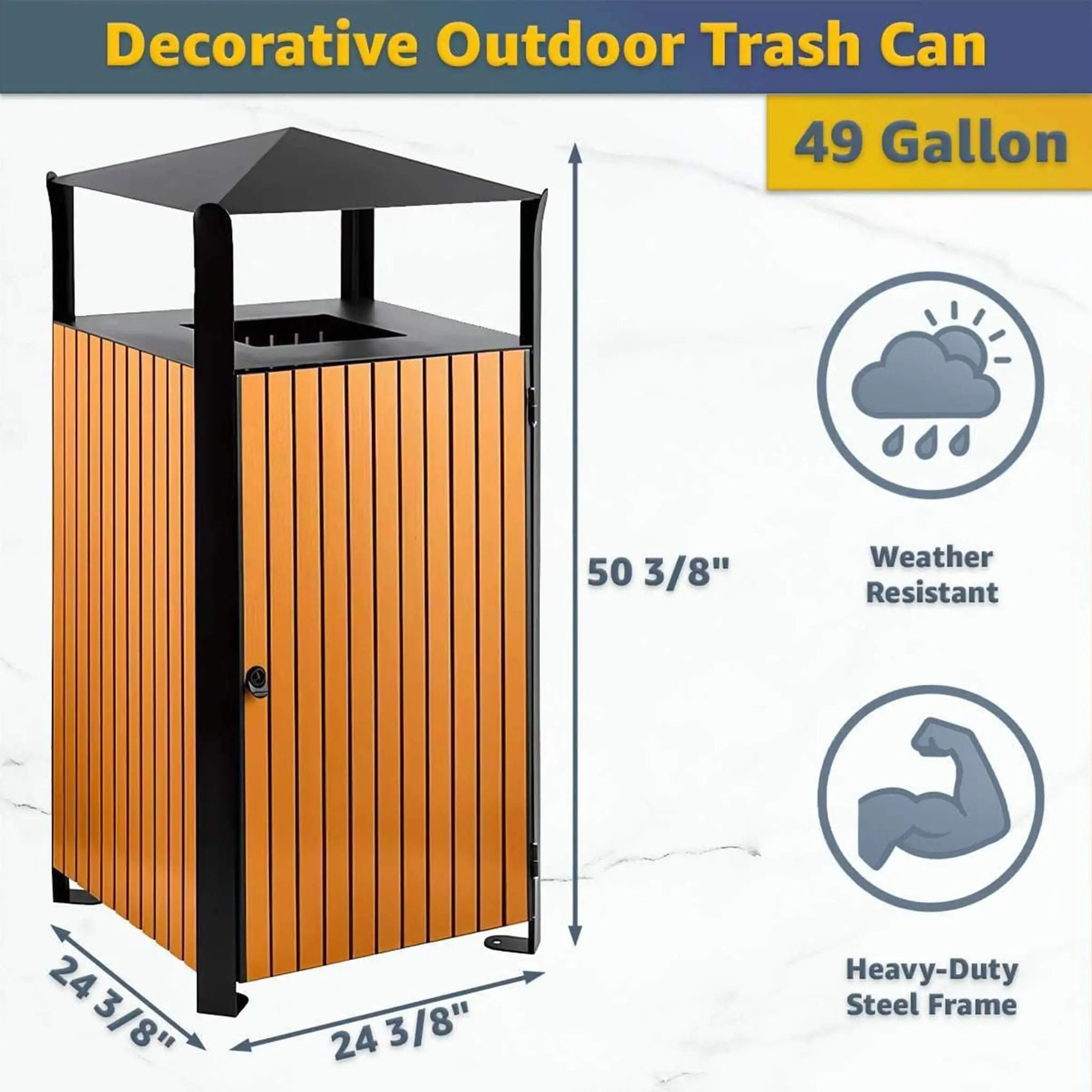 49-Gallon Heavy-Duty Commercial Outdoor Trash Can With Covered Top (SAK72136) by SAKSBY WHOLESALE
